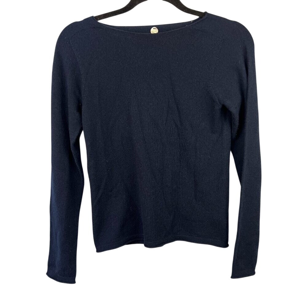 Margaret O'Leary Navy‎ 100% Cashmere Crew Neck Long Sleeve Sweater